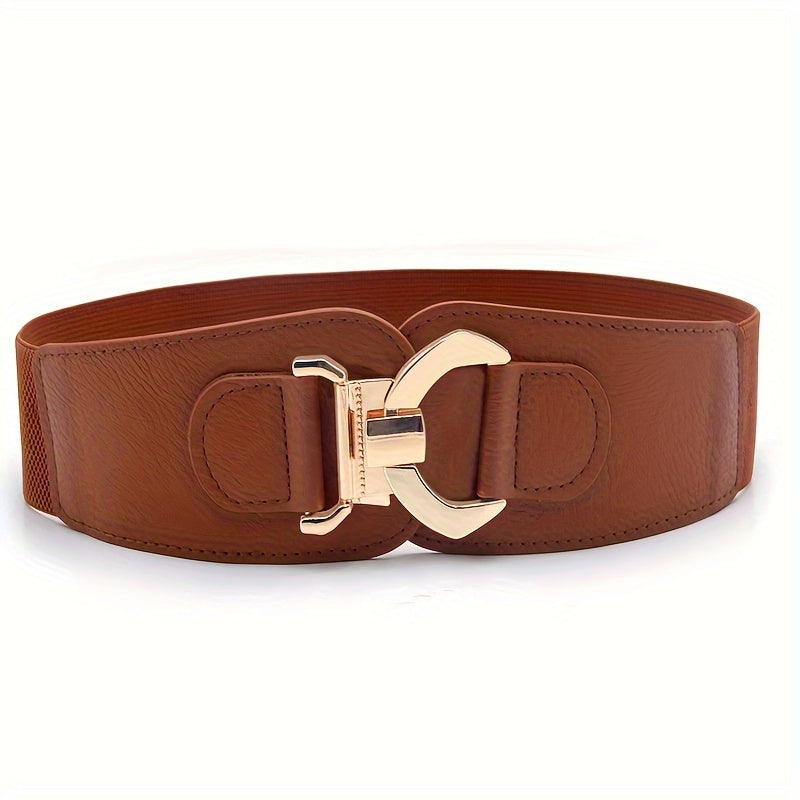 Женский широкий эластичный ремень из PU с металлической пряжкой для платьев и пальто