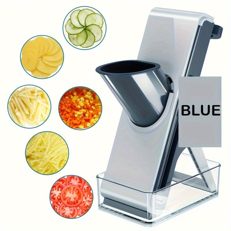Vertical Mandoline Slicer with 3 Blades, Adjustable Thickness, Storage Container