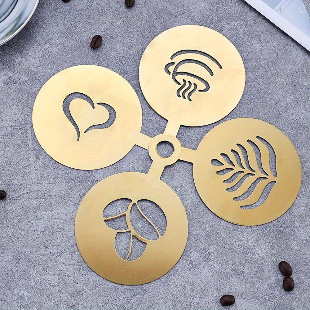 Stainless Steel Cake and Coffee Stencils Set for Lattes Cakes Cookies 4 Pack