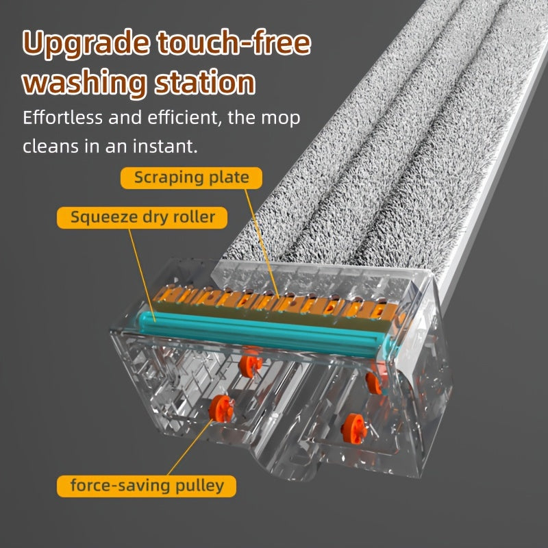 Stainless Steel Flat Mop Set with Long Handle for Multi-Surface Floor Cleaning