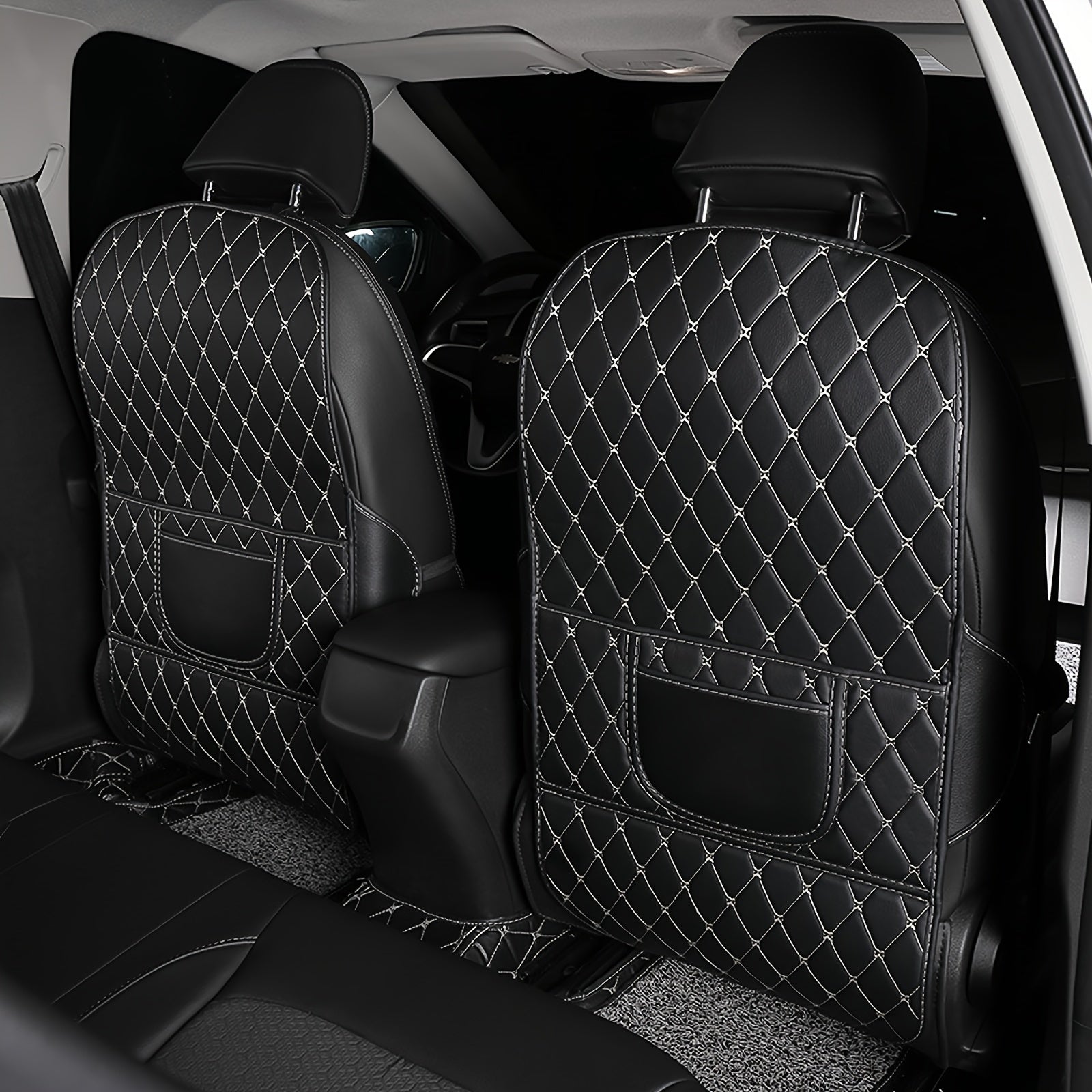 Car Seat Organizer with Kick Mats and Storage Bag for Toys Drinks Tissues Snacks Phones