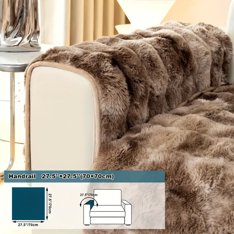 Funda de sofá de terciopelo en degradado beige y marrón, antideslizante, apta para mascotas, para salón y dormitorio