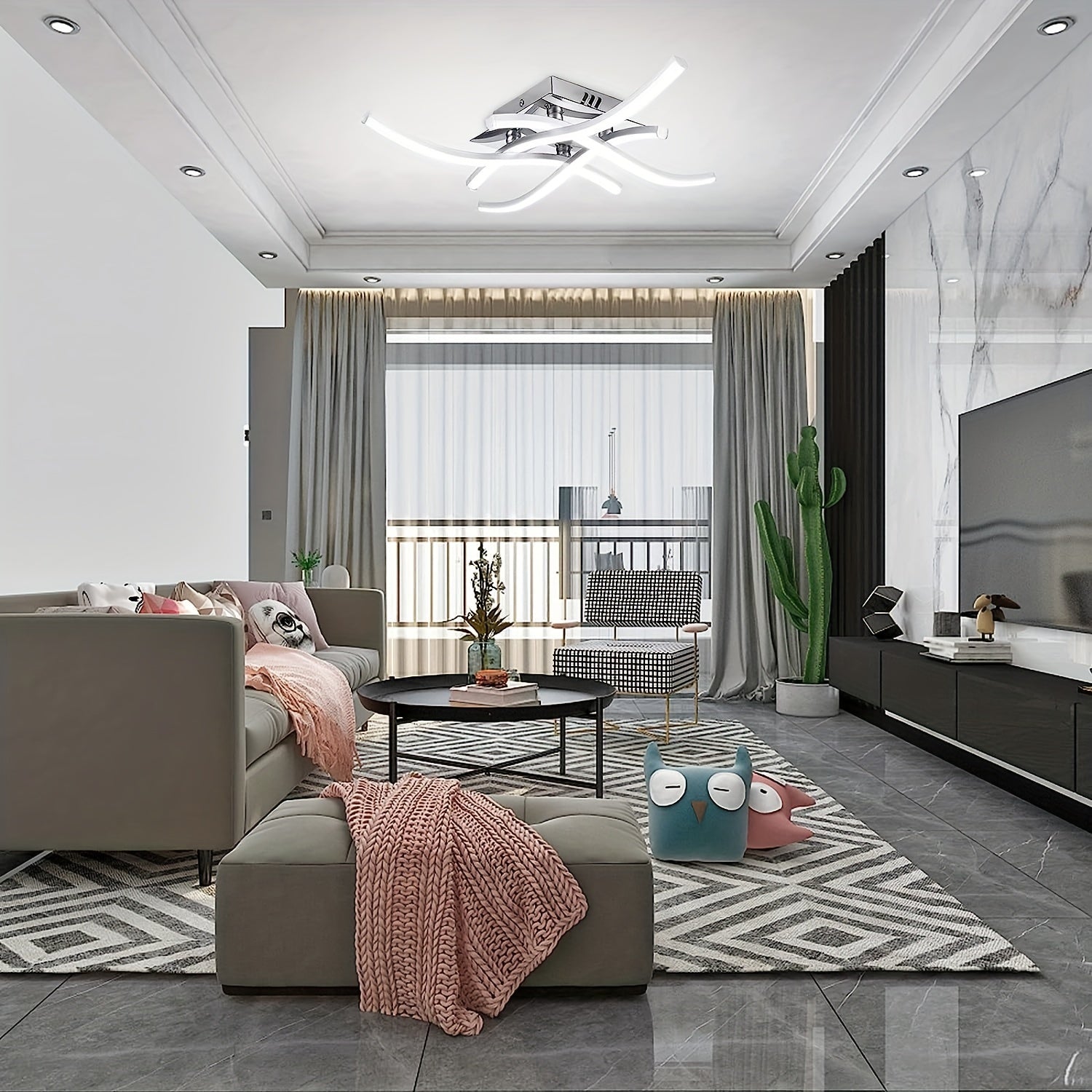 LED Shift Yoritgichi, Nafis Egilgan Dizayn, 4 Ta O'rnatilgan LED Panel, 28W Dimmerli, Zamonaviy Uslubda Yashash Xonasi, Yotoqxona, Oshxona, Koridor Uchun.