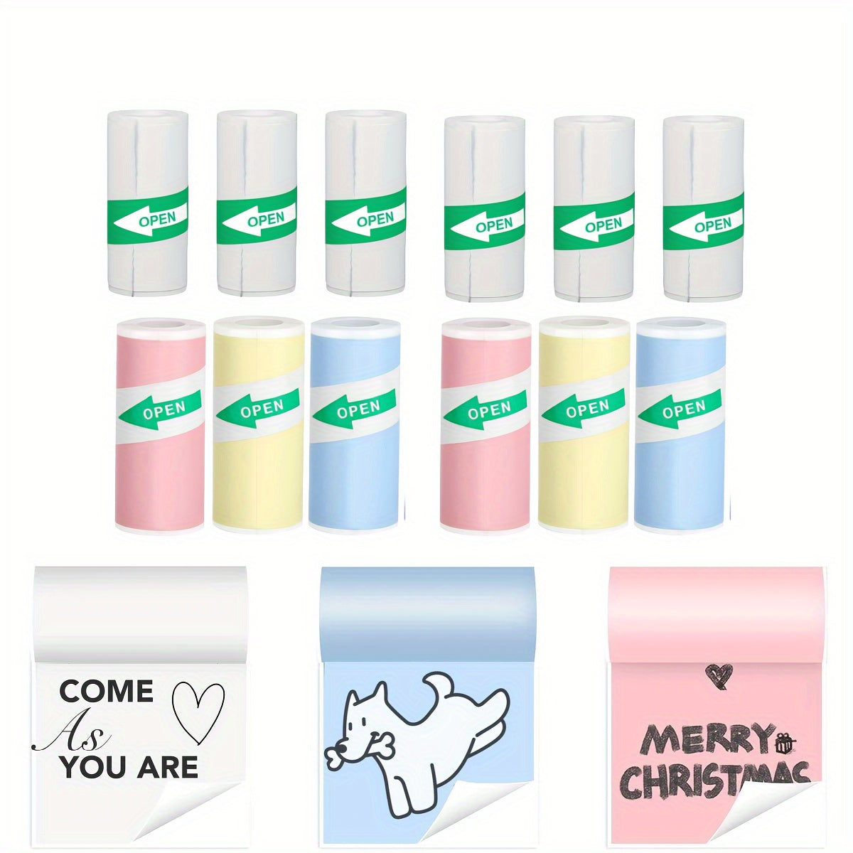 Rang-barang yopishqoq stiker rulolari 57x25mm yaltiroq, kompostlanadigan, mini printerlar uchun fotosuratlar, eslatmalar