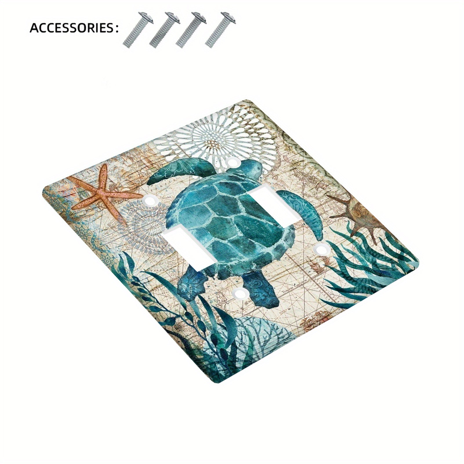 Teal Blue Turtle Light Switch Cover 1-Gang 2-Gang Wall Decor Bathroom Bedroom
