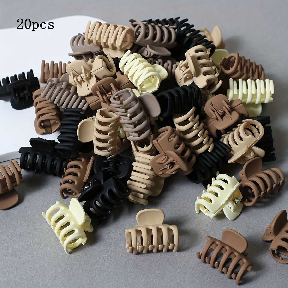20pcs Coffee Color Heart Shaped Hair Clips for Women Small Plastic Hair Accessories