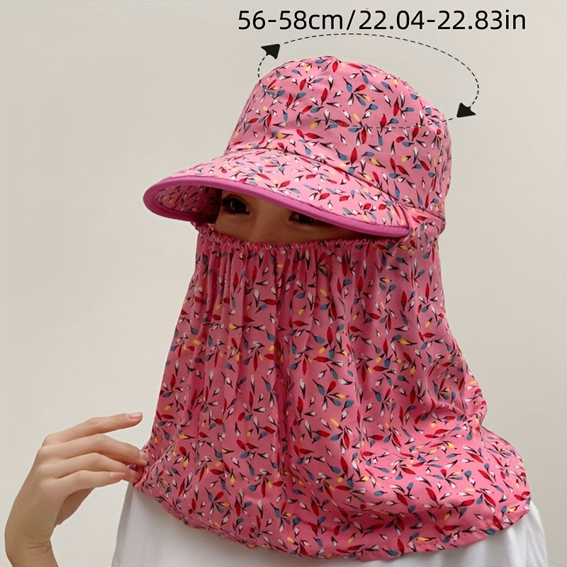 Sun Hat with Large Brim Shawl Face Mask for Sun Protection Cycling Hiking Outdoor