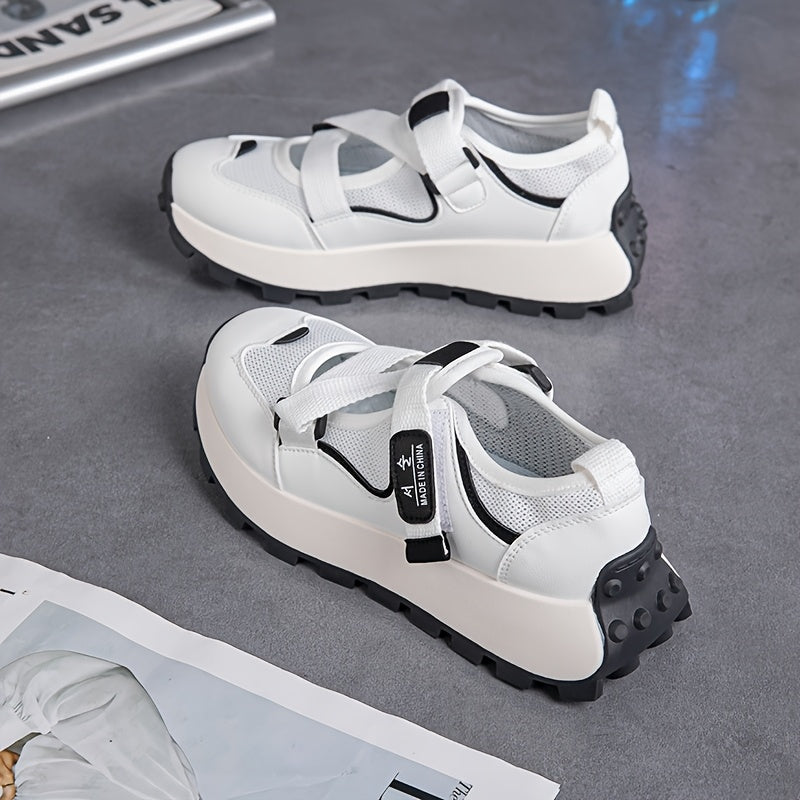 Women's Summer Casual Sneakers Breathable Mesh Adjustable Slip-On White Black