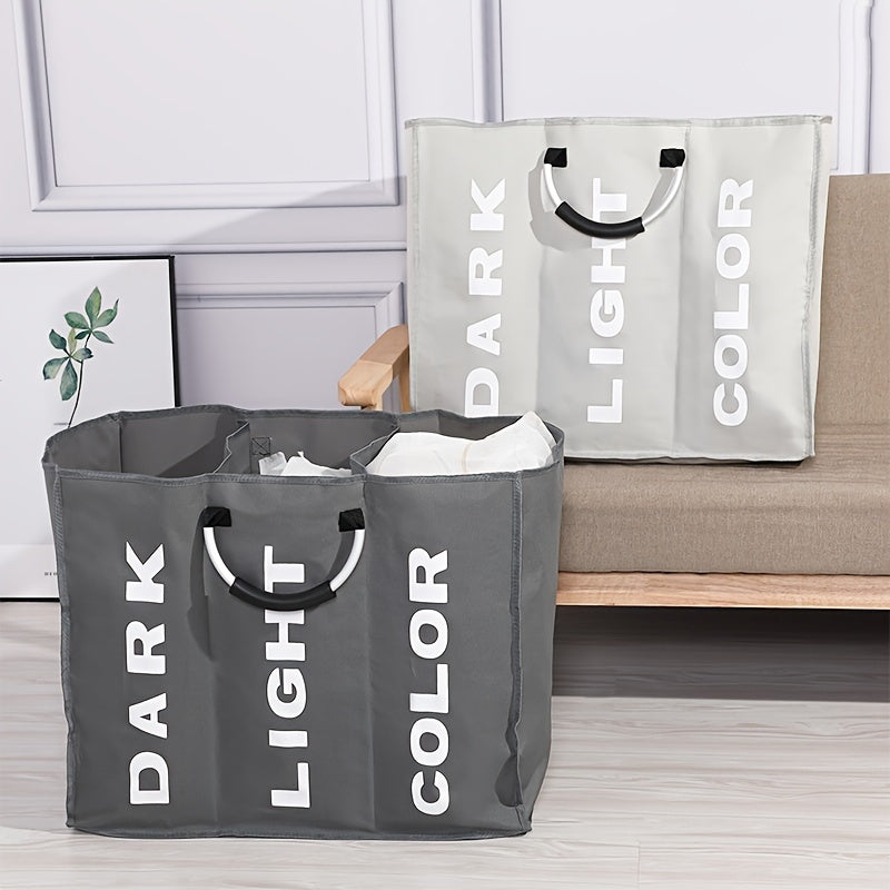 Foldable Laundry Hamper with Aluminum Handles Oxford Cloth Space-Saving Storage for Dirty Clothes