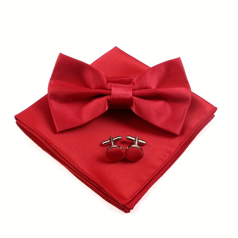 Мужской набор аксессуаров: квадратный шарф, бабочка, запонки, свадебный подарок