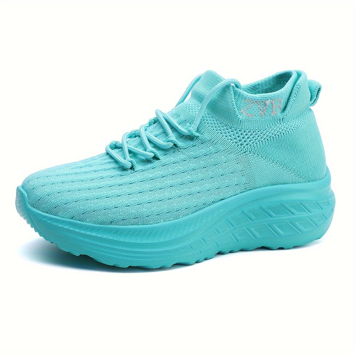 Women's Knitted Platform Sneakers Breathable Casual Low-Top Wedge Shoes