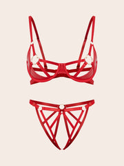 Women's Lace Seductive Lingerie Set with Adjustable Straps