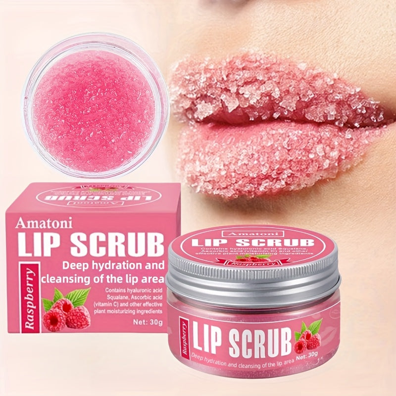 Lip Scrub With Raspberry Flavored Plant Squalane Hydrating Exfoliating