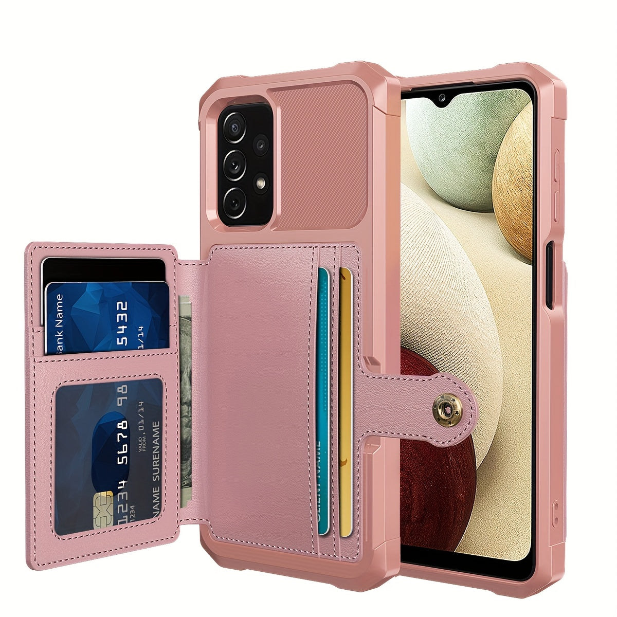 Faux Leather Card Holder Phone Case for Galaxy A55 5G A35 5G with Card Slot Shockproof Durable TPU Flip Wallet