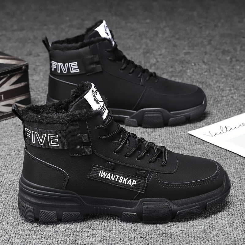 Men's Winter Snow Boots Faux Leather Fleece Lining Anti-Slip Durable Casual Outdoor