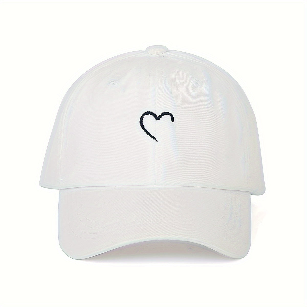 Women's Adjustable Polyester Baseball Cap with Embroidered Heart for Casual and Holiday Wear
