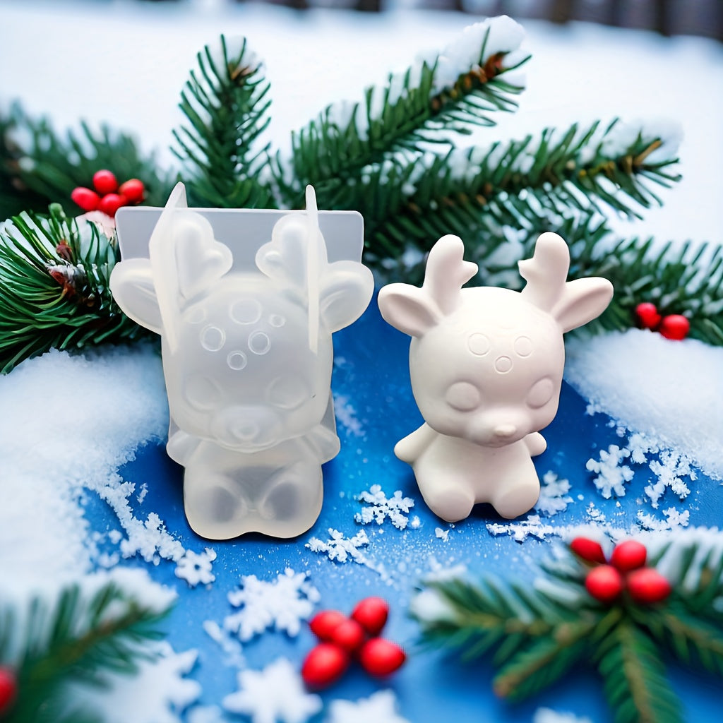 Silicone Christmas Deer Mold for Cake Decorating, Chocolate, Gummy, Soap, Ice Cubes