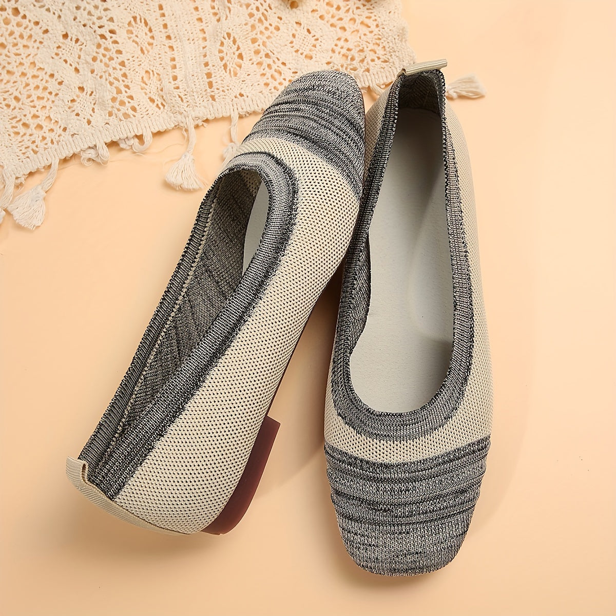 Women's Breathable Woven Flat Shoes Casual Slip-On Lightweight Comfortable