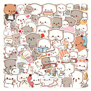 60 dona Kawaii Mochi Cat PVC stikerlar, qayta ishlatiladigan, o'z-o'zini yopishtiradigan decal'lar, scrapbooking, noutbuklar, suv shishalari uchun