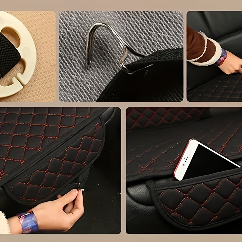 Cojín de asiento para coche cuadrado con textura de lino, transpirable, alfombrilla trasera, para todas las estaciones, universal