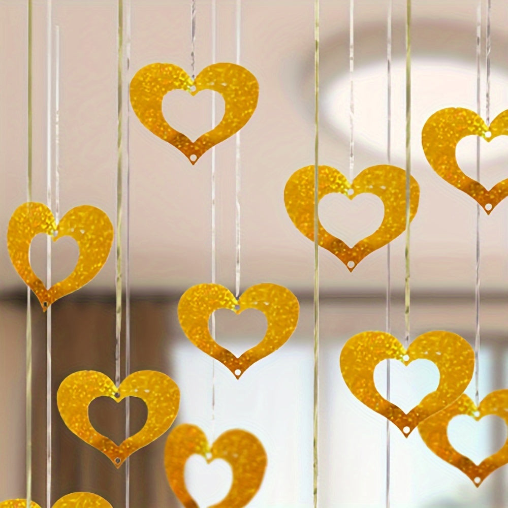 70pcs Heart and Star Sequin Hanging Decorations for Weddings and Birthdays
