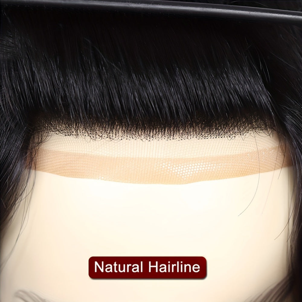 Men's Human Hair Wig with Mono Lace Cap Straight Hair All Ethnicities