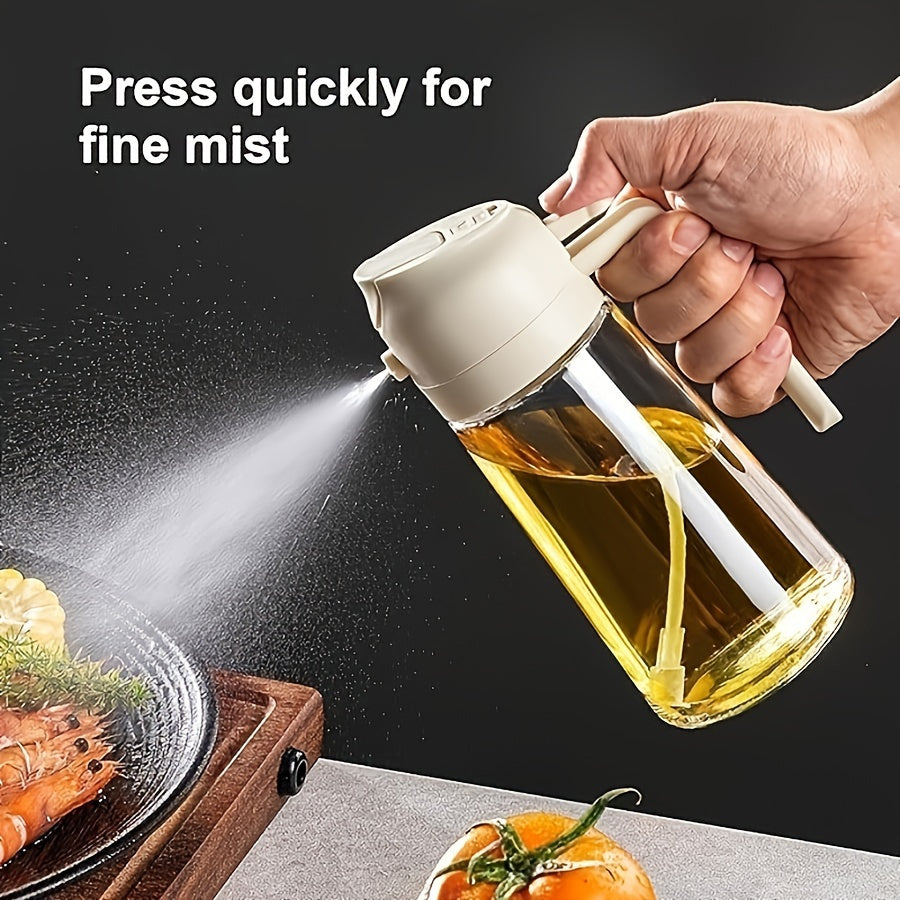 2-in-1 Oil Sprayer and Dispenser 470ML Plastic Kitchen Spray Bottle for Cooking BBQ Baking