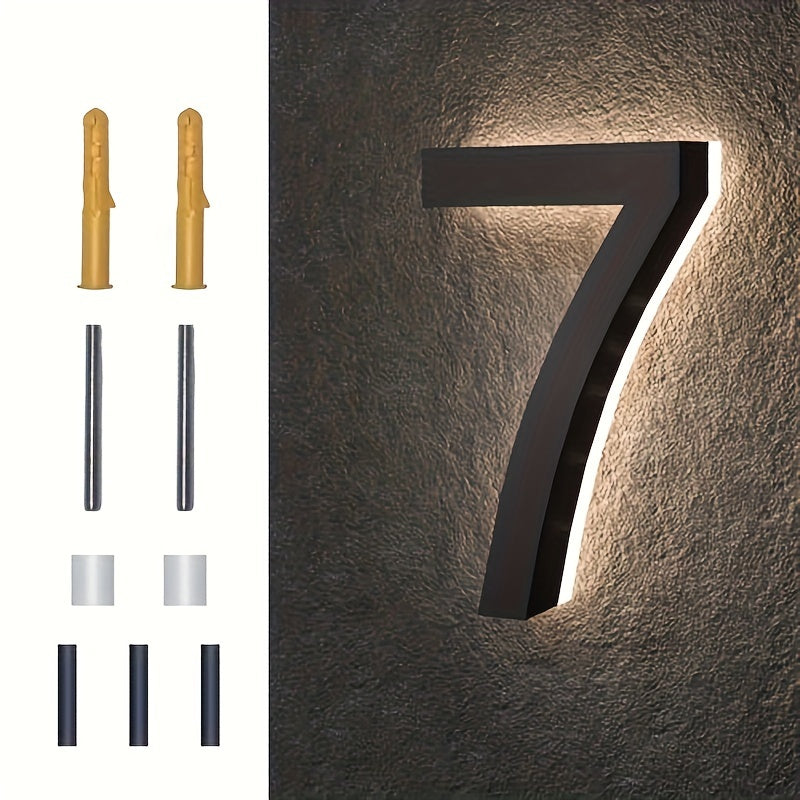 6-Inch Stainless Steel LED House Number Sign Wall Mount Modern Minimalist Address Plate