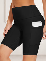 Plus Size High-Waist Stretch Shorts with Pockets Polyester Blend 3-Pack