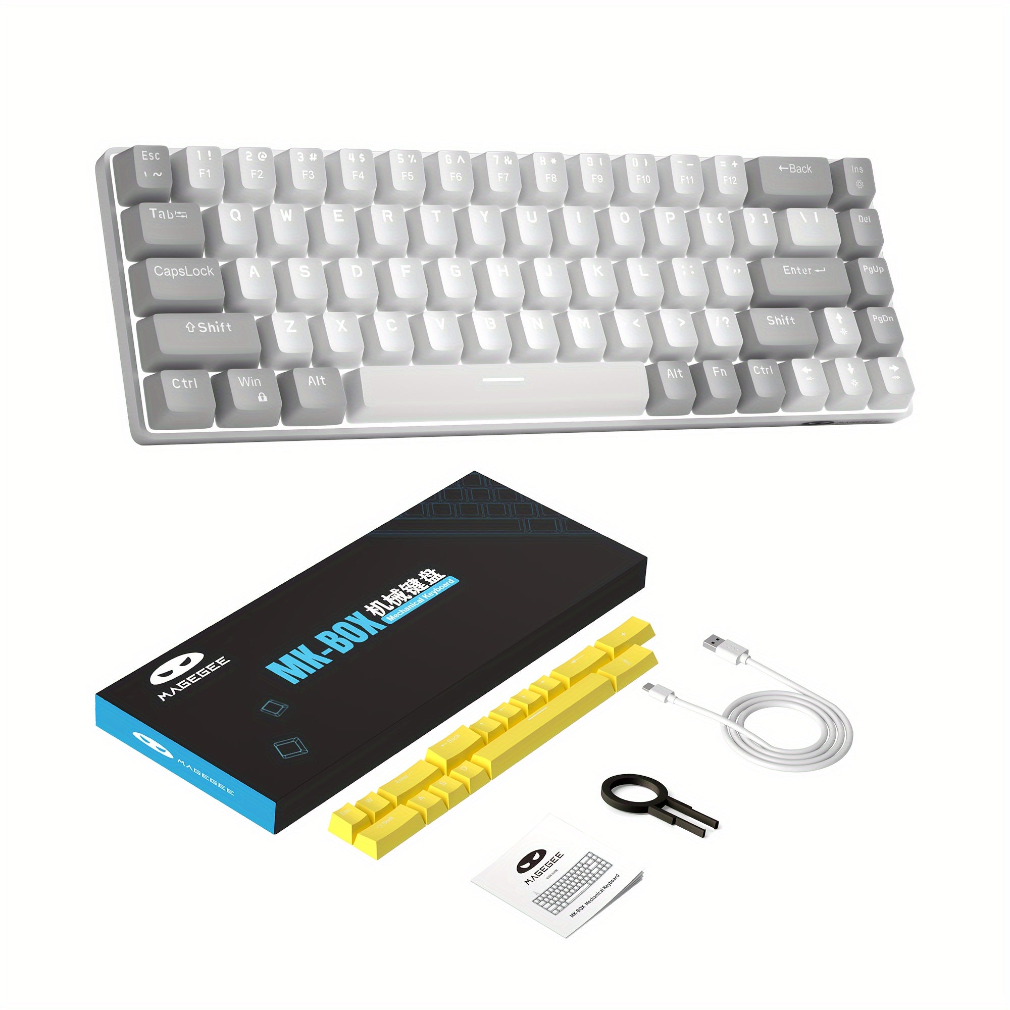 Teclado mecánico compacto para juegos del 60% con interruptores azules, retroiluminación LED, ergonómico para Windows, Mac, PC y portátil