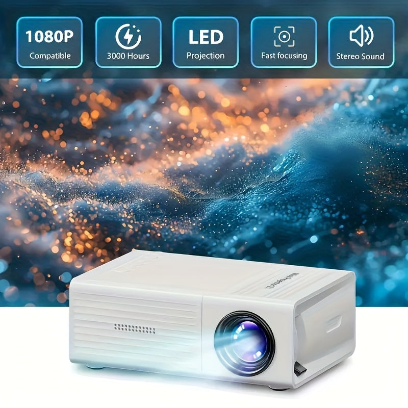 Mini Portable Projector for Home Office School Party with Built-In Speaker