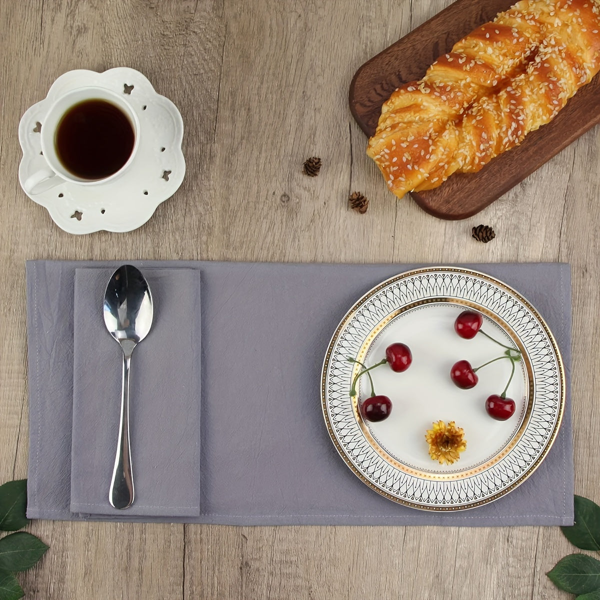 Set of 6 Solid Color Washable Cloth Dinner Napkins 40x40 cm for Parties Weddings