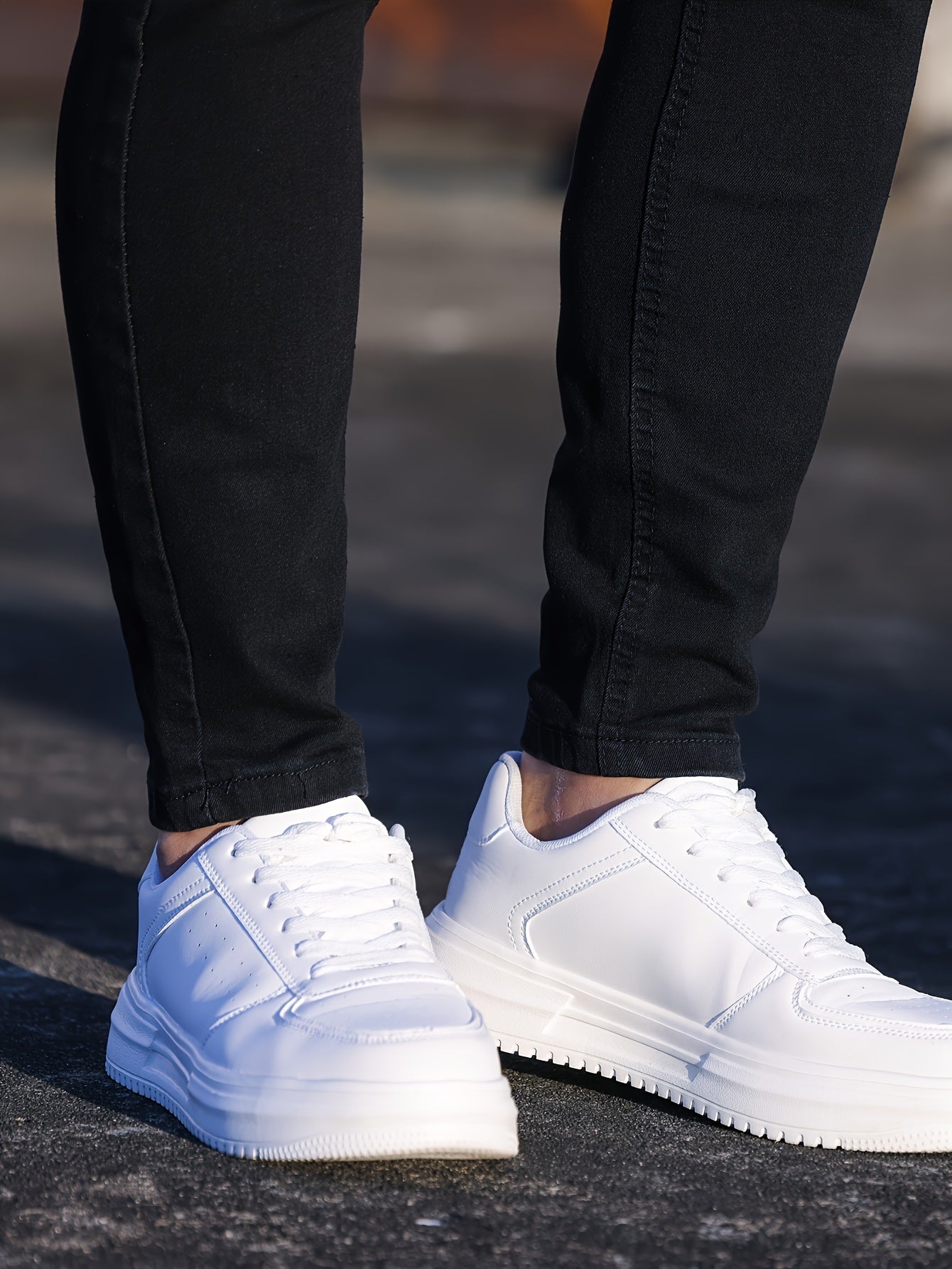 Мужские узкие джинсы с умеренным растяжением из однотонного денима в стиле casual street