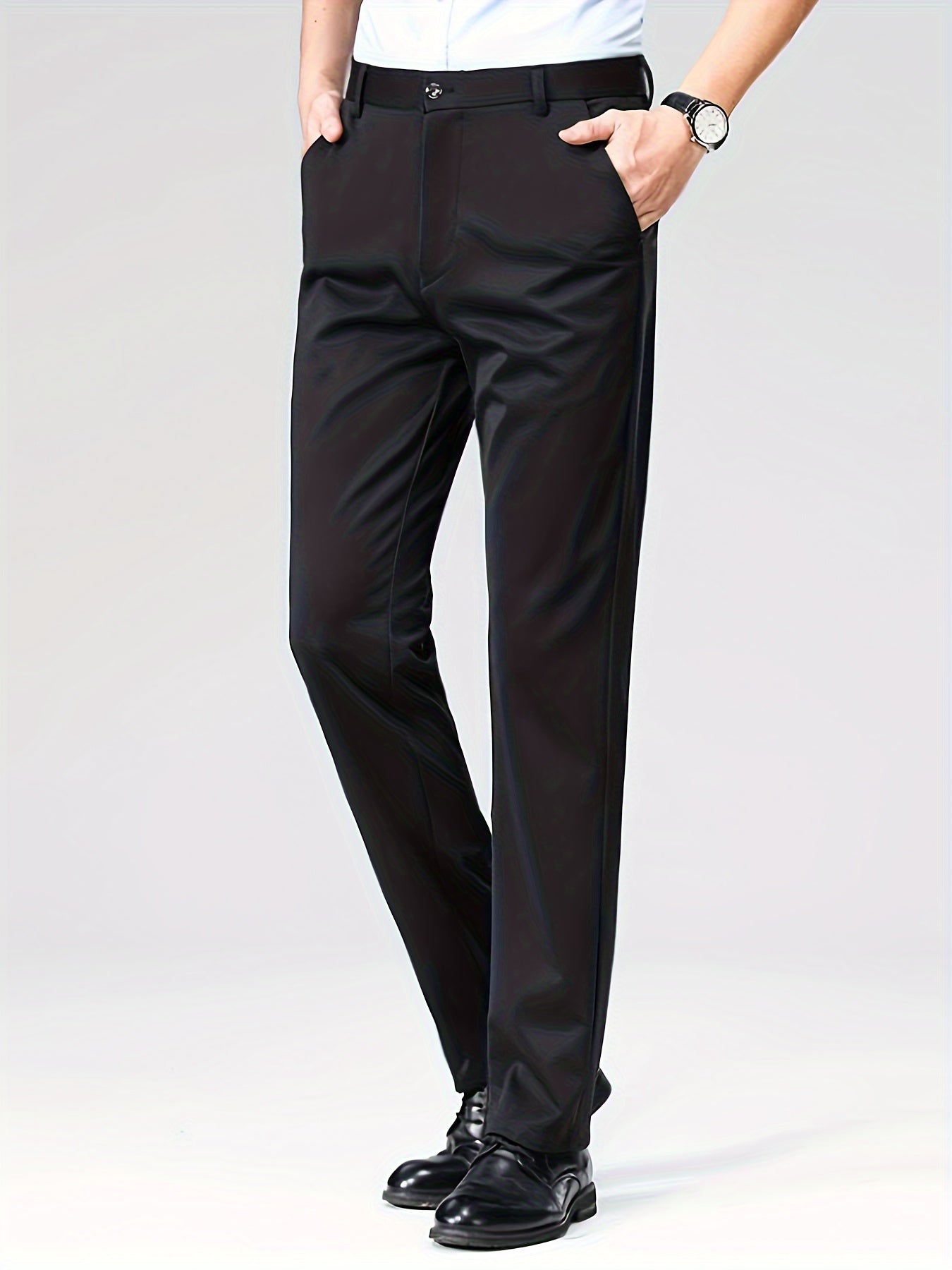 Men's Casual Long Trousers Business Slacks Straight Leg Pants for Men