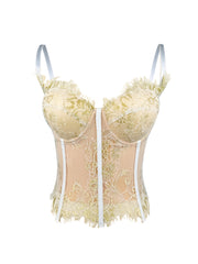 Women's Lace Camisole Vest Polyester Elastane Knit Sleeveless Corset Solid Color