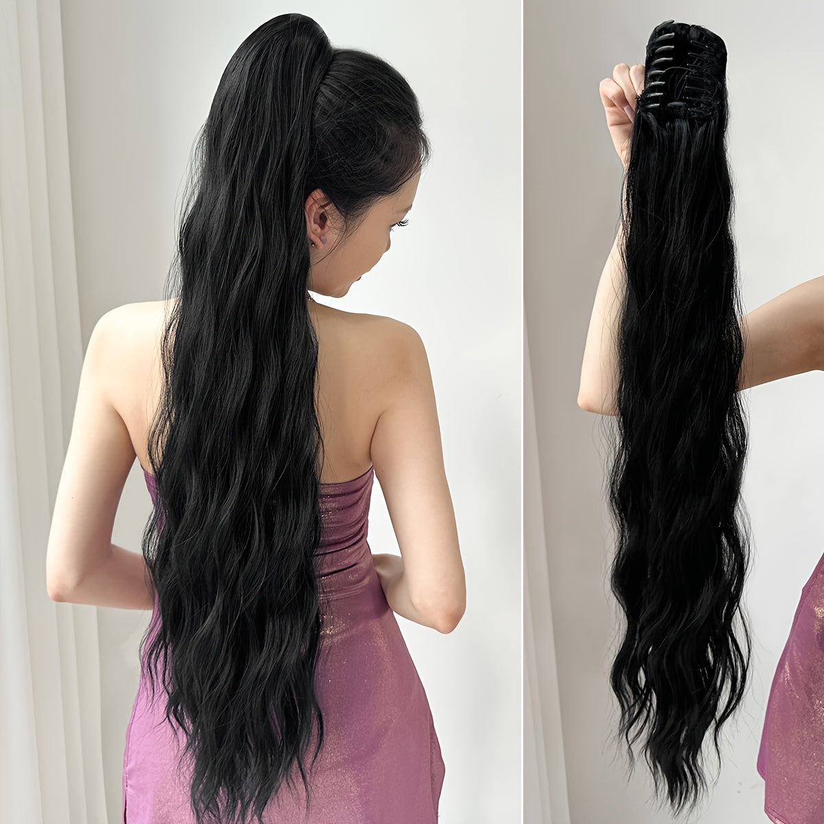 Ombre Water Wave Synthetic Ponytail Hair Extension for Women 81.28cm Heat Resistant
