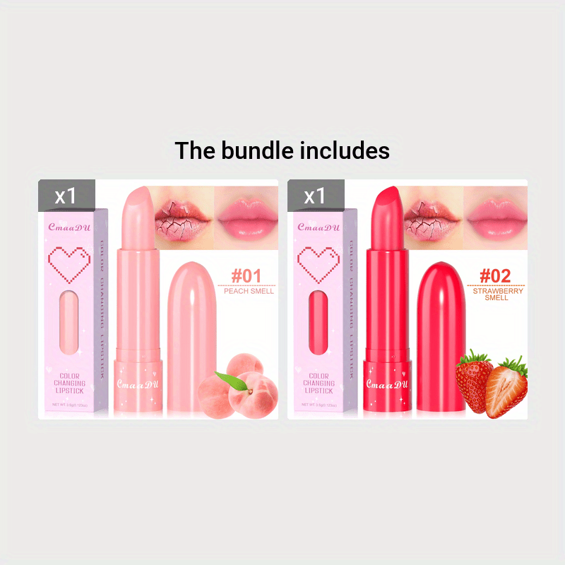 Mujer lápiz labial de cambio de color con sabor a fruta, de larga duración y humectante