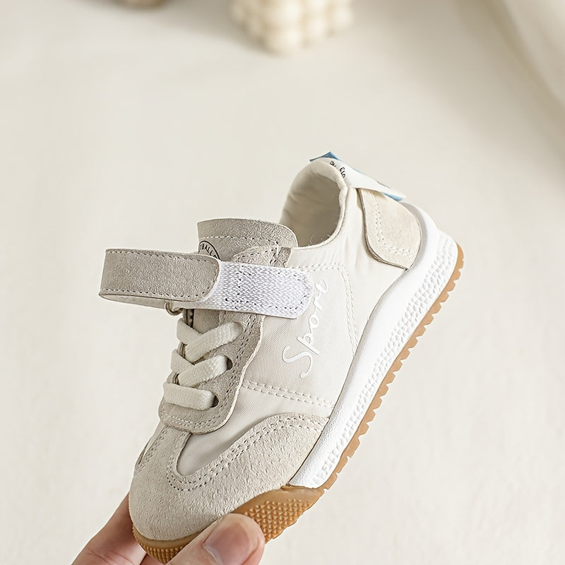 Kids' All-Season Nylon Microfiber Synthetic Leather Sneakers with Soft Sole and Hook-and-Loop Fastener