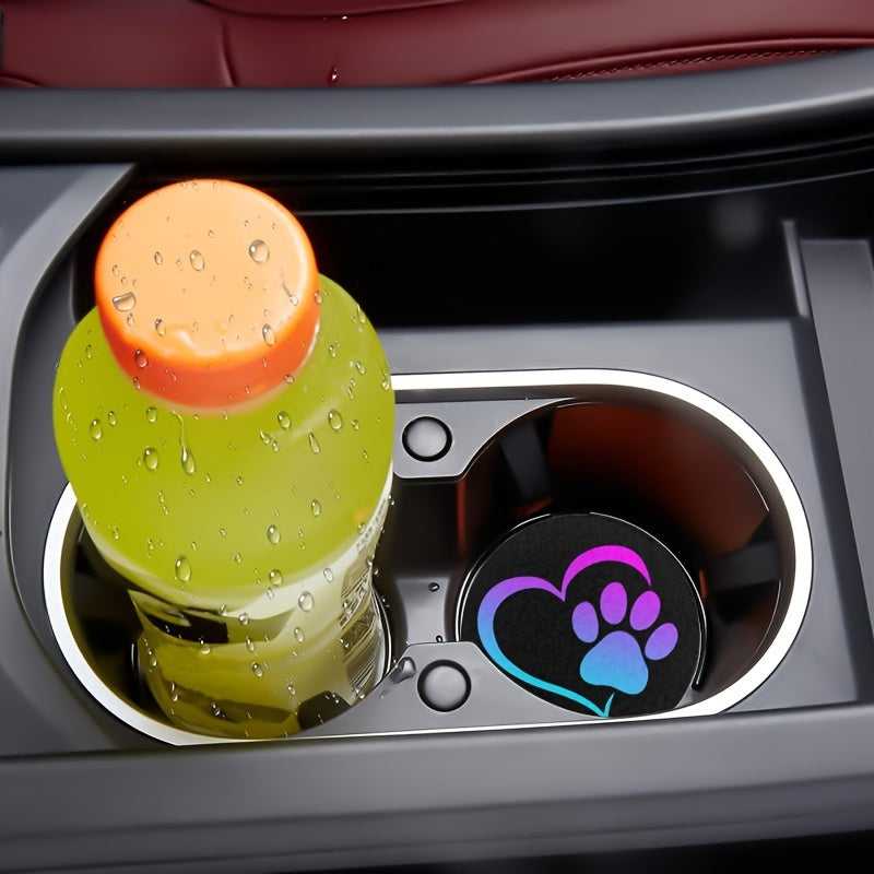 Uniseks it paw coasterlari avtomobil uchun, 2 ta paket, oson ko‘chirish, stakan tutqichlarini toza tutadi