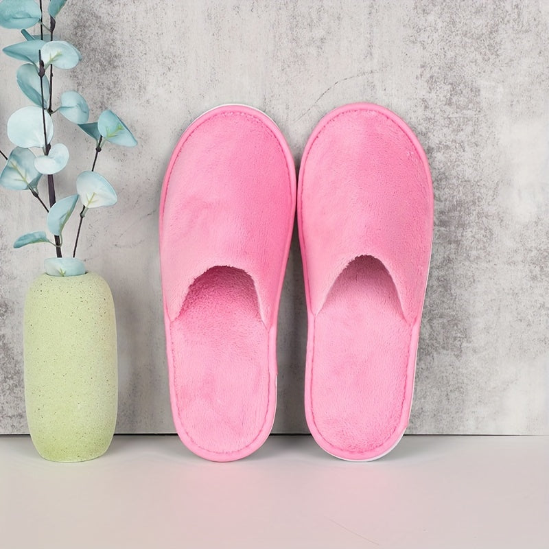Women Coral Fleece Disposable Slippers Thick Warm Soft Winter