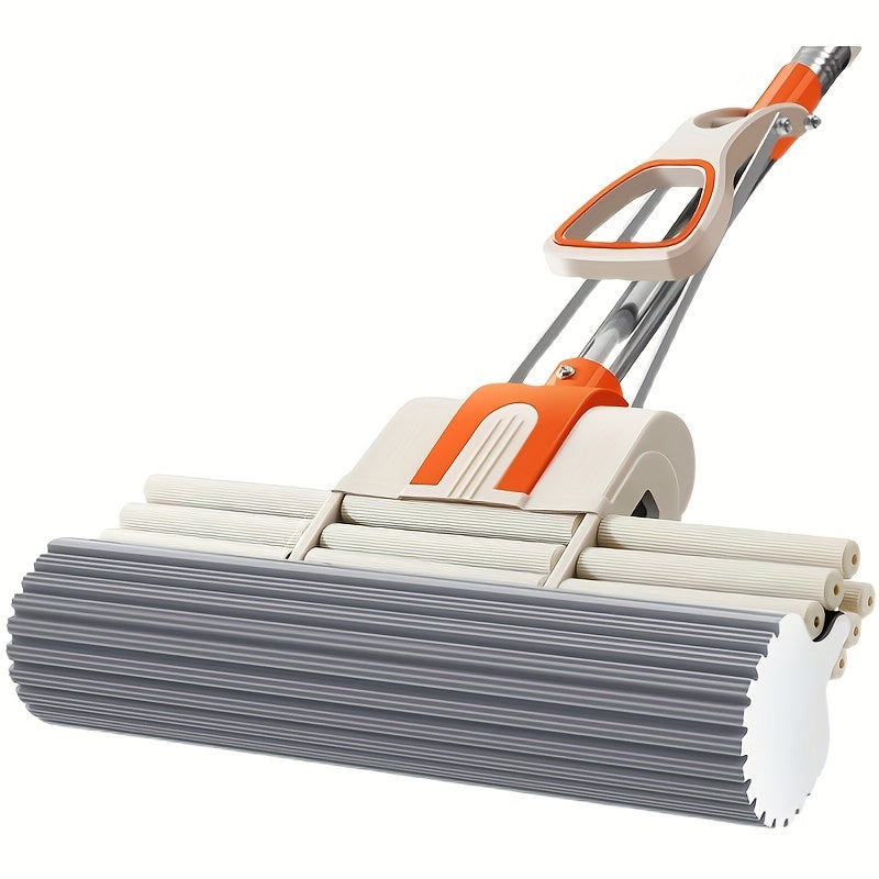 Mop de esponja con mango de acero inoxidable y cabeza absorbente para limpieza de suelos