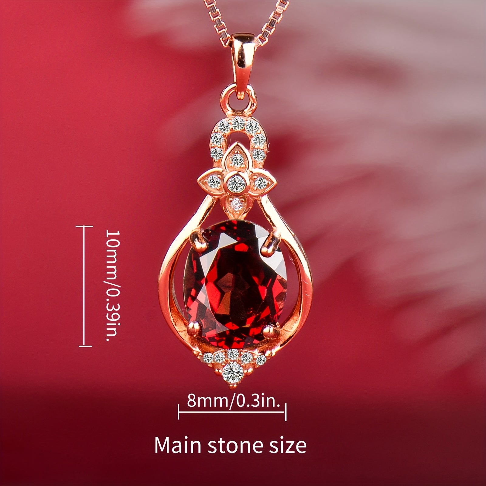 Sterling Silver Garnet Pendant Necklace for Women Hypoallergenic Elegant Jewelry
