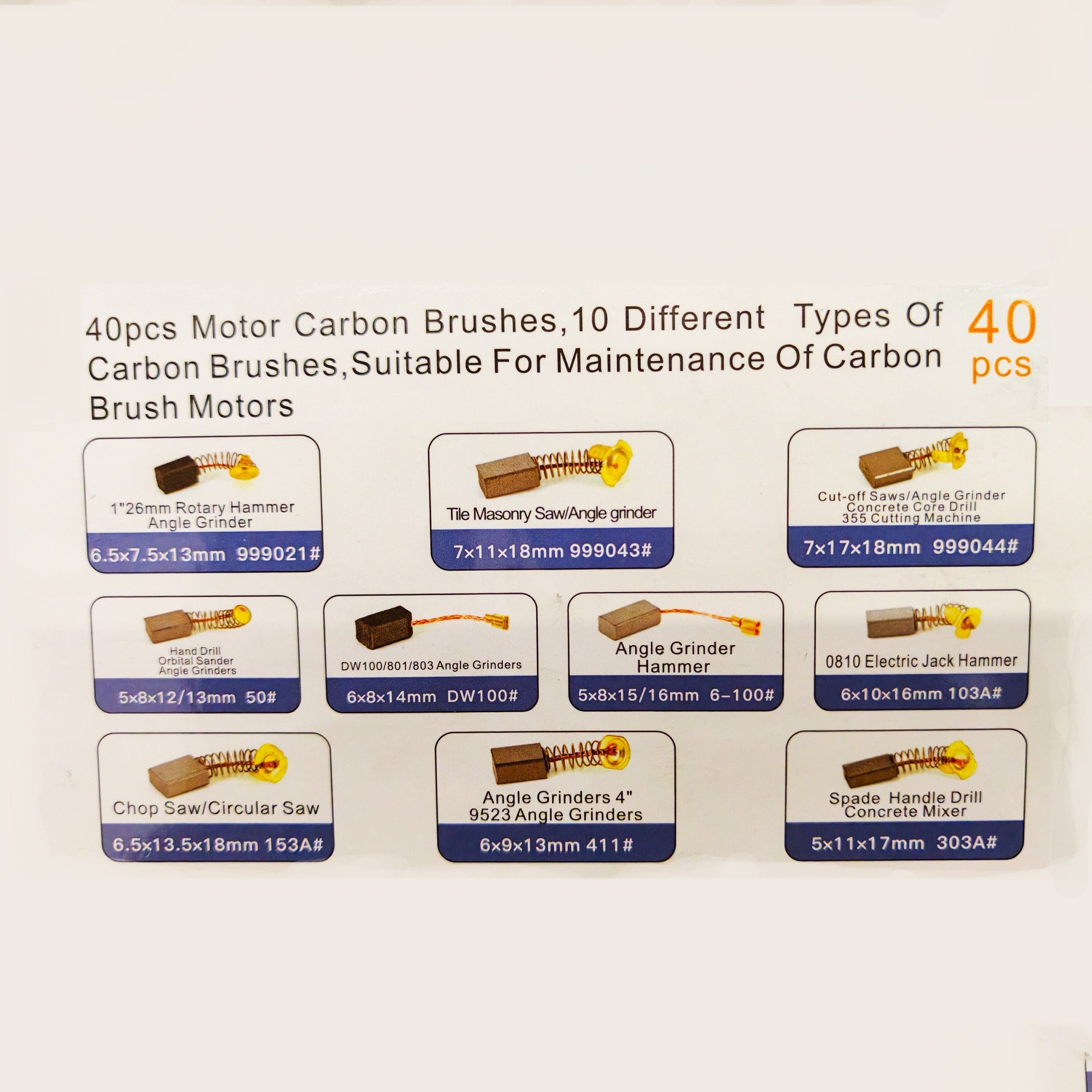 40 шт. универсальных угольных щеток для моторов для мотыг и угловых шлифовальных машин