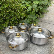 Olla de sopa de acero inoxidable con doble asa para cocinas de inducción, antiadherente y fácil de limpiar