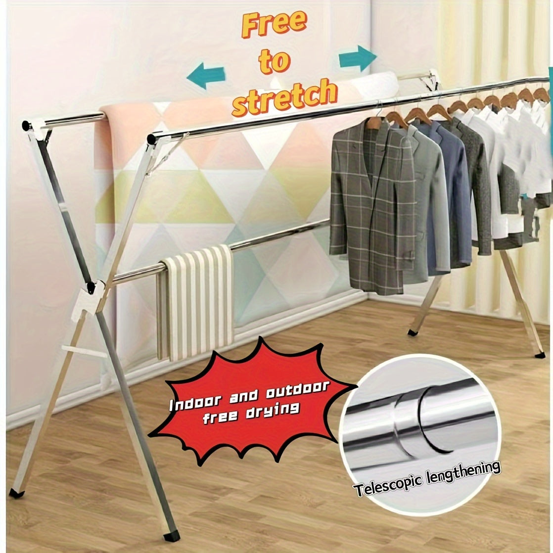 Stainless Steel Folding Clothes Drying Rack Indoor Outdoor Expandable Freestanding