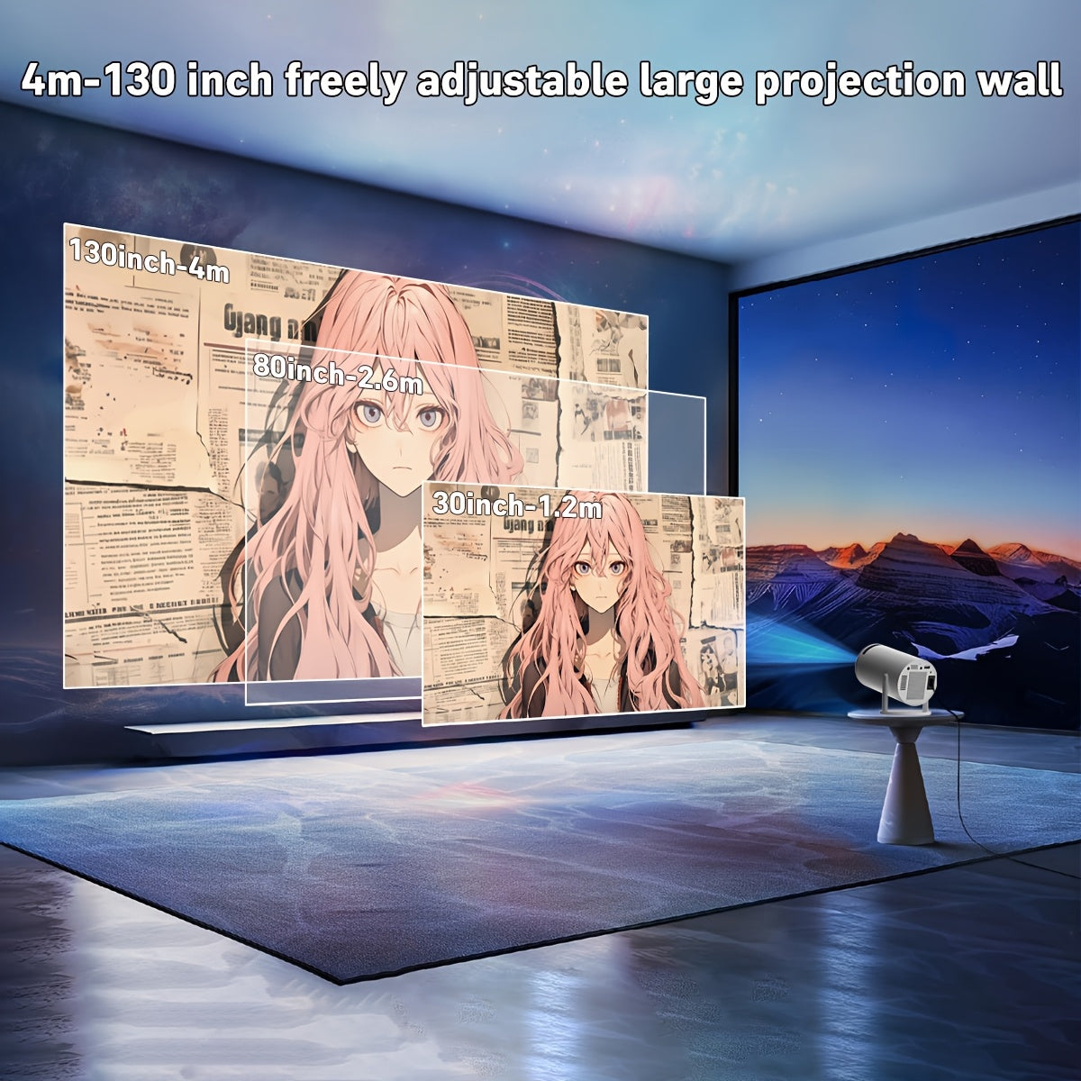 Mini Projector with WiFi 6 and 1080P Video Encoding for Home Theater