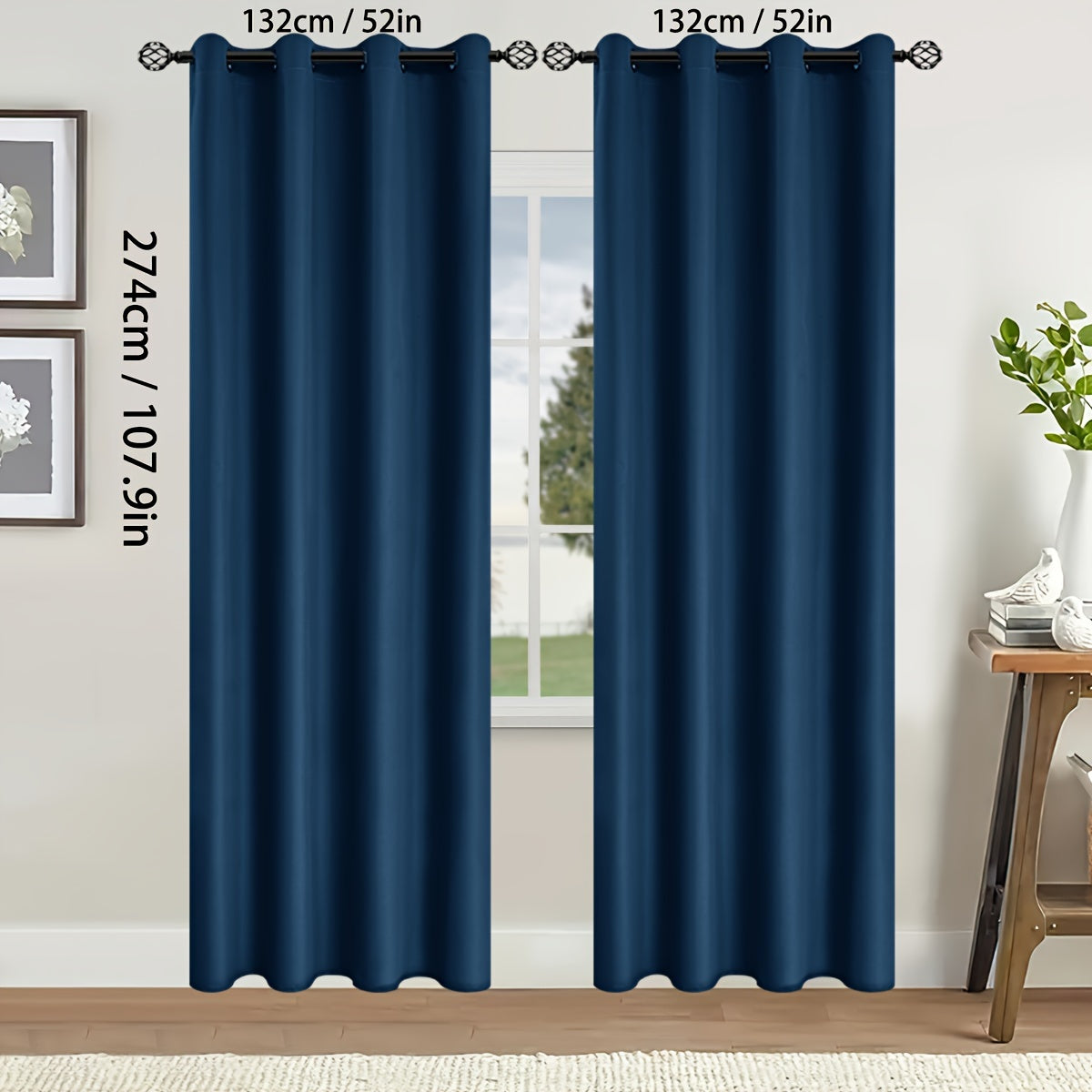 Blackout Curtains for Bedroom and Living Room, UV Protection, Easy Slide