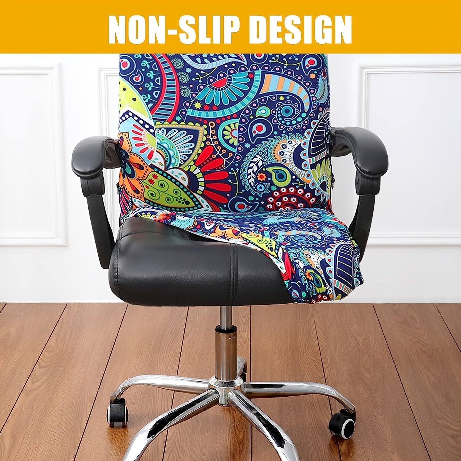 Washable Office Chair Cover with Zipper Soft Anti-Dust Spandex for Desk Chairs