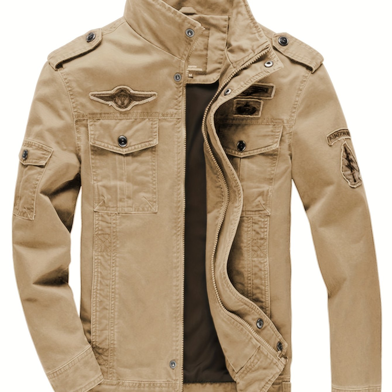 Yozgi va kuzda ochiq havoda faoliyatlar uchun mukammal, fermuari bilan yopiladigan, turli xil ko'ylaklar va qopqoq cho'ntaklari bo'lgan zamonaviy erkaklar paxta jakketi.