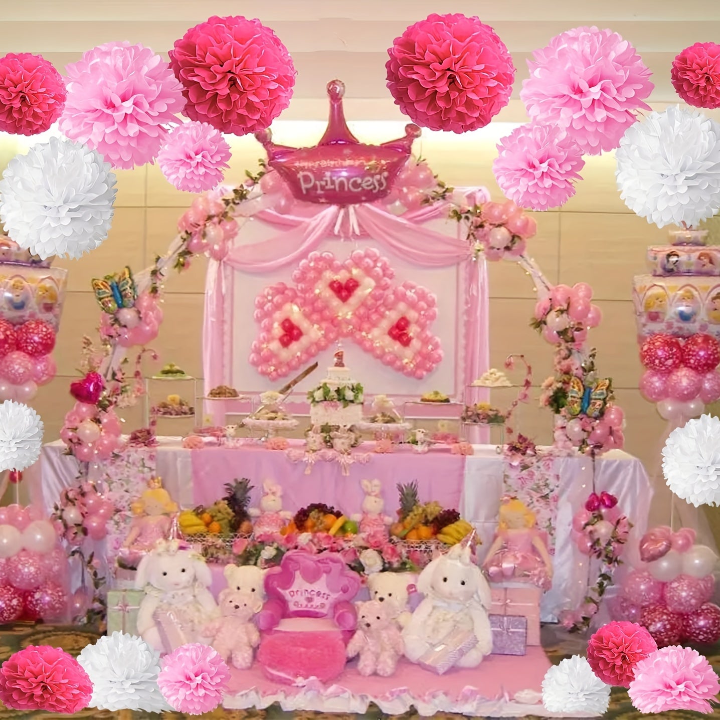 Decoraciones de bolas de papel con flores para bodas, cumpleaños y fiestas. Juego de 9